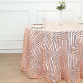 Sequin 120" Round Tablecloth Rose Gold - Seamless Diamond Glitz Table Cover